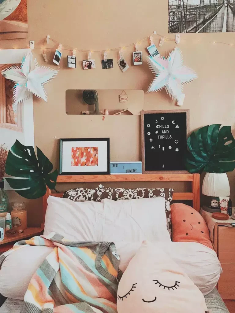 Eclectic Colorful Corner With Chalkboard Decor And Plants