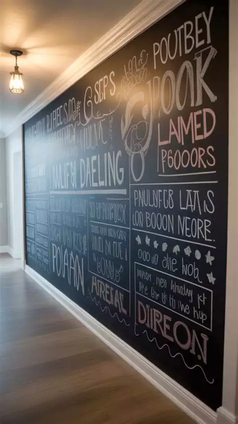 Hallway wall turned into an oversized chalkboard lettering display